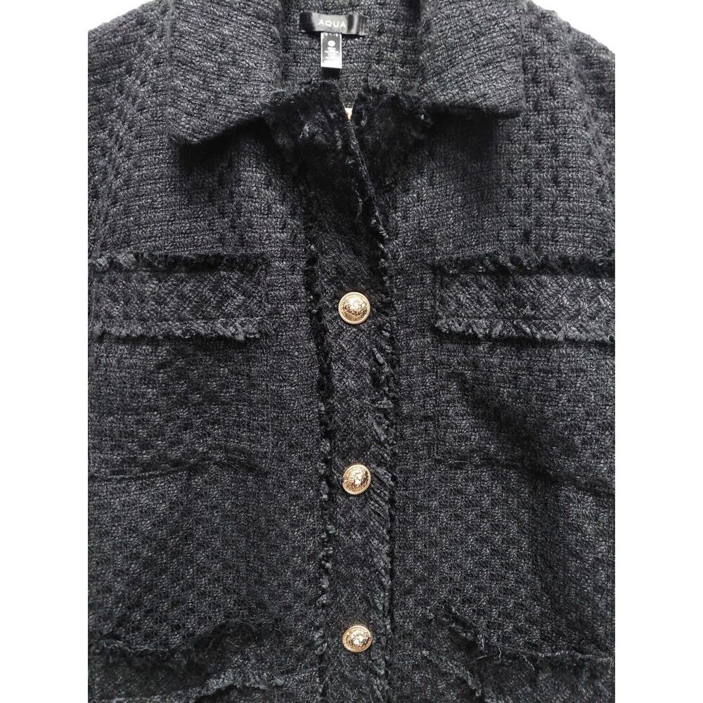 Aqua Black Textured Jacket Solid Knit Size M - image 5